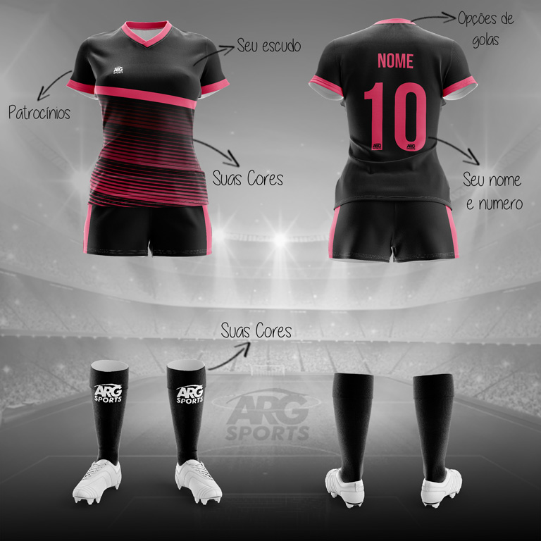 Jogo de uniforme personalizado para futebol feminino