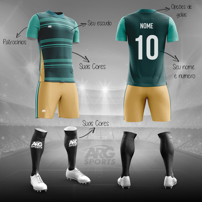 kit premium Futebol personalizado Detalhe Ouro - P067