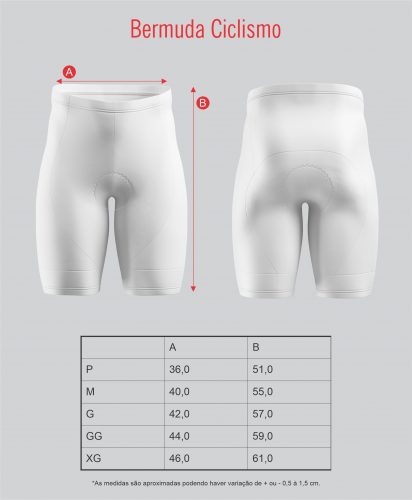 Tabela de Medidas Bermuda Ciclismo